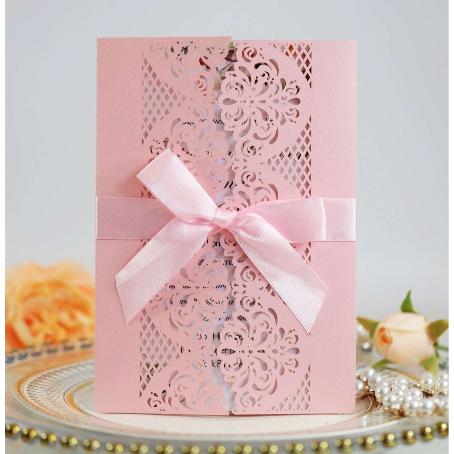 Black Holiday Invitation Card Iridescent Paper  Laser Cut Paper 